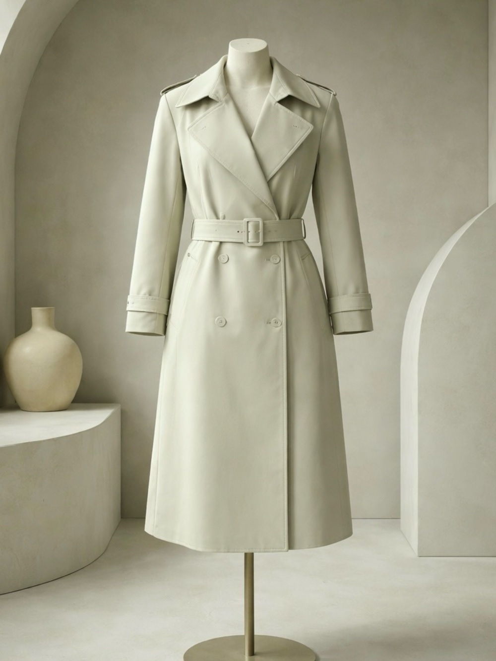 London Fog Vintage Double-Breasted Trench Coat No Lining Light Sage Color Size8p